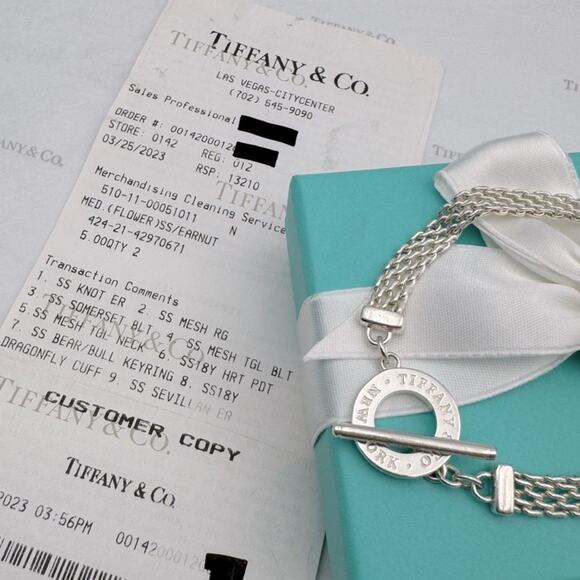 Tiffany & Co. Somerset Mesh Toggle Bracelet Sterling Silver W/Gift Pouch & Box - Picture 4 of 9